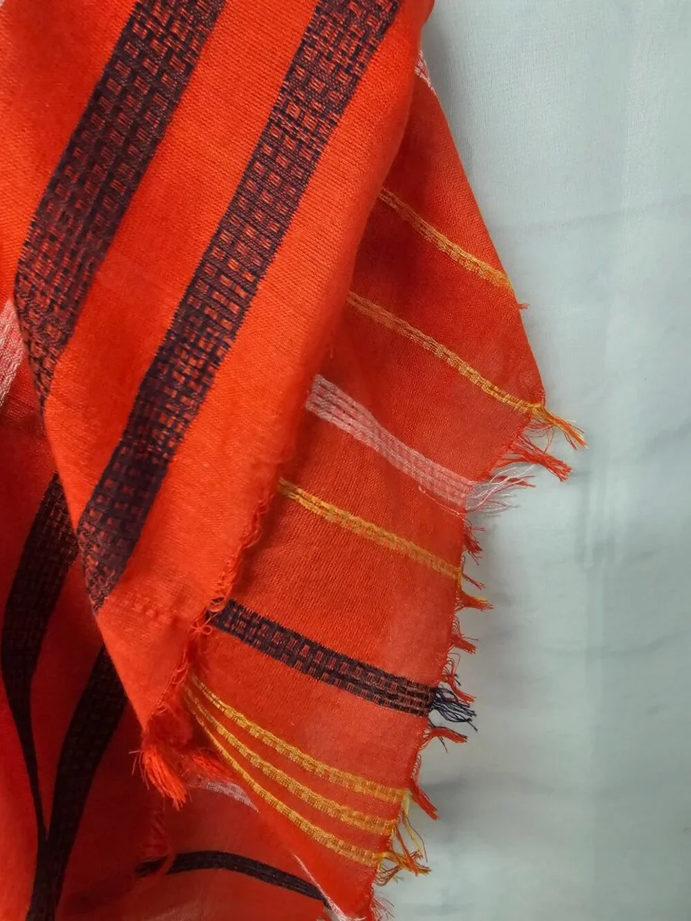 BCBGMaxAzria Scarf Red Stripes Fringe Festival Shawl Casual
